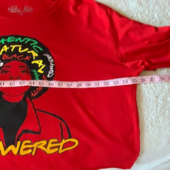 Take That 3X Cropped Long Sleeve Crew Neck Top with Glitter Vinyl Graphic - Picture 6 of 11